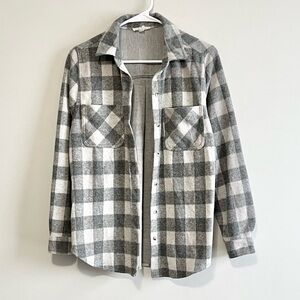 Beach Lunch Lounge Plaid Flannel Button Shacket
